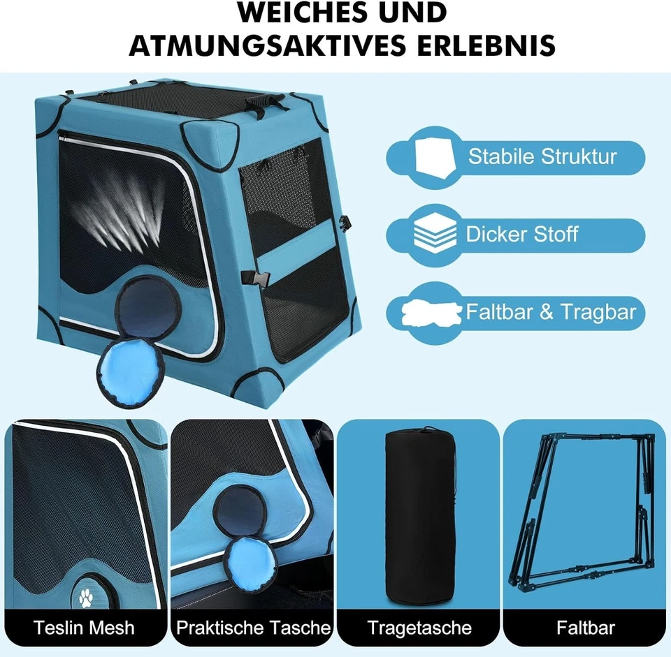 Faltbare Hundetransportbox Rückbank – stabile Auto-Reisebox mit Metallrahmen - Bild 4 von 4