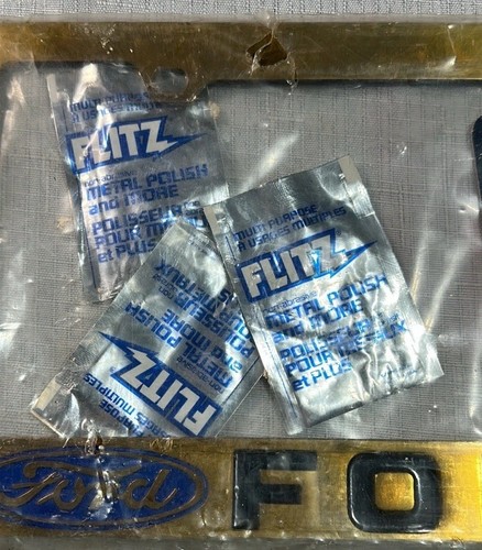 VTG NOS Solid Brass FORD License Plate Frame With Brass Theft Resist. Fasteners - Picture 2 of 19