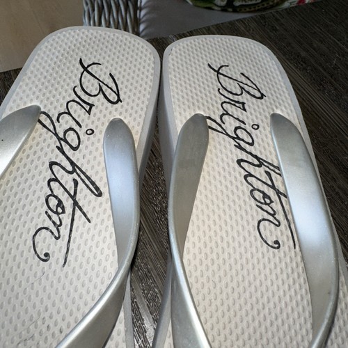 Brighton Jelly Platform Grey Sandals Gently Used Check Pics - Picture 3 of 6