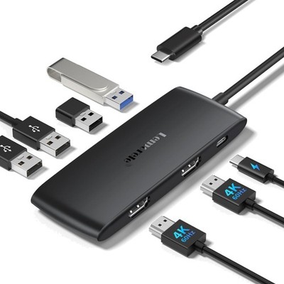 Docking Station USB C Hub Dual HDMI, Dock 2*HDMI 4K@60Hz, 4*USB 3.0/2.0, PD 1...