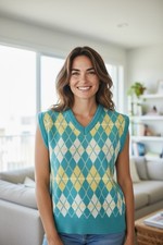 Vintage Andrew St. John Argyle Sweater Vest Small Preppy Clueless Academia Y2K