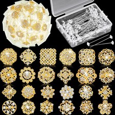 Bouquet Pins Flower Brooch Rhinestone Embellishments for Weddings 124 pcs
