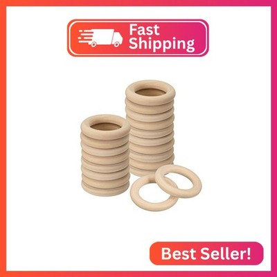 uxcell 20Pcs 45mm(1.8-inch) Natural Wood Rings, 8mm Thick Smooth Unfinished Wood
