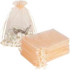 Blush Peach Organza Bags 5x7 inch 100pcs, Mesh Gift Bag Jewelry Pouches Drawstri