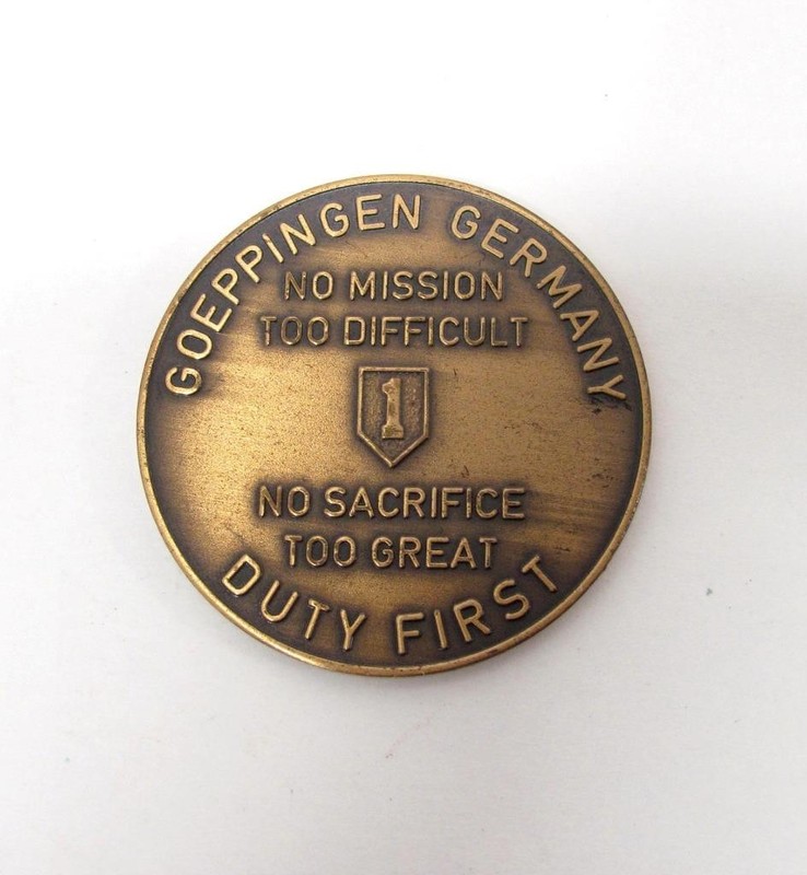 Vintage Brass 1st Infantry FWD Division Goeppingen Germany Challenge Coin INF