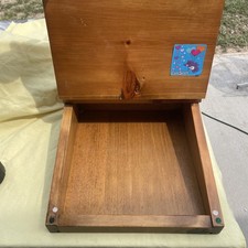 Vtg 1980’s Wooden Slant Lap Writing Desk Box Hand Painted Homeschool Desk EC 