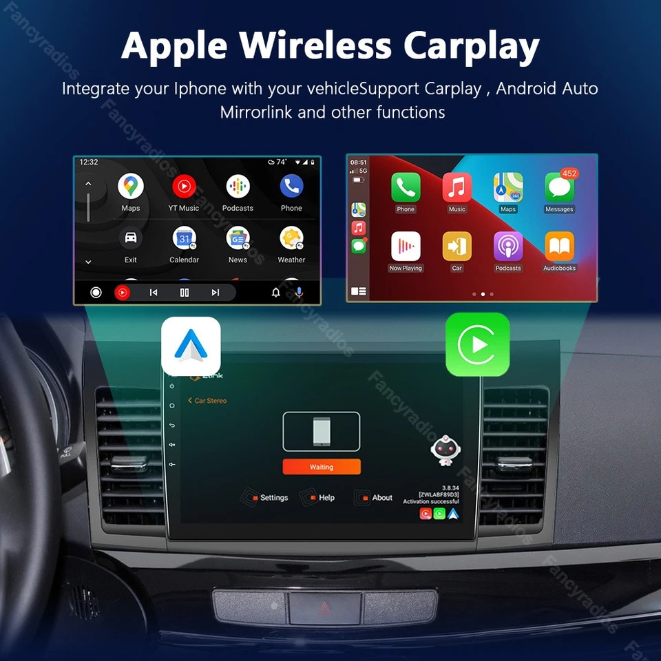 For Mitsubishi Lancer 2008-2017 Android 15 Car Stereo Radio Carplay GPS 4+64GB - Image 3 of 4