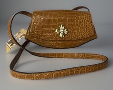 Patricia Nash Crossbody Handbag HANDLEY BGT COGNAC Distressed Vintage Croc NWT