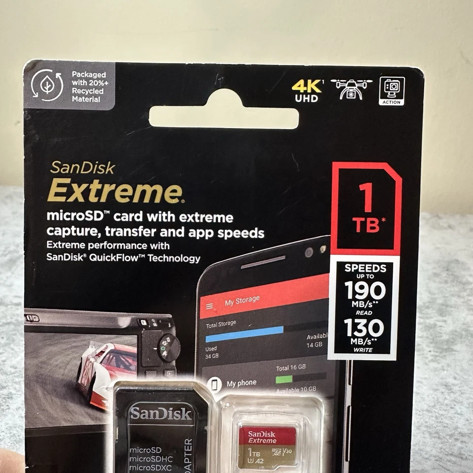 SanDisk 1TB Extreme Memory 1 TB Micro SD SDXC MicroSD Class 10 190MB/s - Image 3 of 4