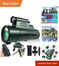 High-Powered 80x100 Monocular Telescope with Smartphone Holder - Green