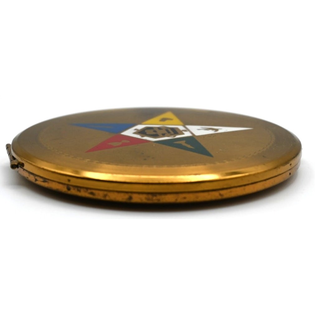 Vintage Dorset Fifth Avenue Compact 1950s Brass Enamel Eastern Star Fraternal