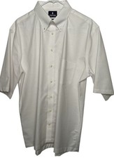Stafford Mens Dress Shirt 17 X-Tall Solid White Wrinkle Free Oxford Crisp