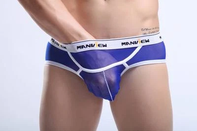Slip mini boxer taille L bleu transparent Manview by NEOFAN sheer sexy Ref M04