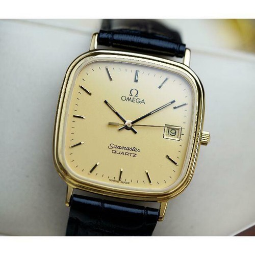 Omega Seamaster Quartz Gold Dial Date 