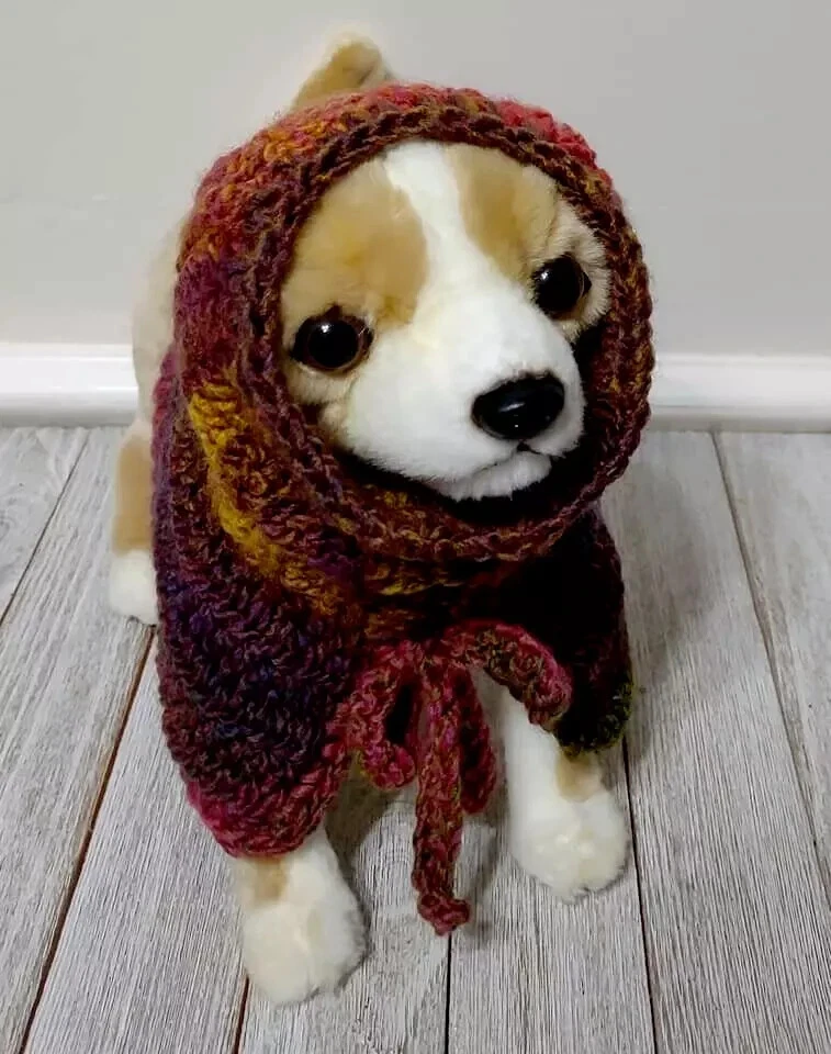 handmade crochet hat pet hood dog cat snood cape xs small  breed mélange new - Image 2 of 2