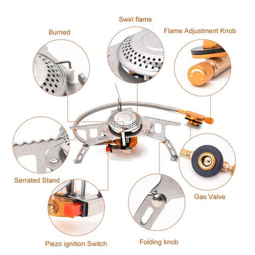 3700W Portable Backpacking Camping Gas Stove With Piezo Ignition Burner Case US - Picture 5 of 13