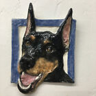 Doberman Pinscher Dog Tile Ceramic handmade sculpture by Sondra Alexander Art