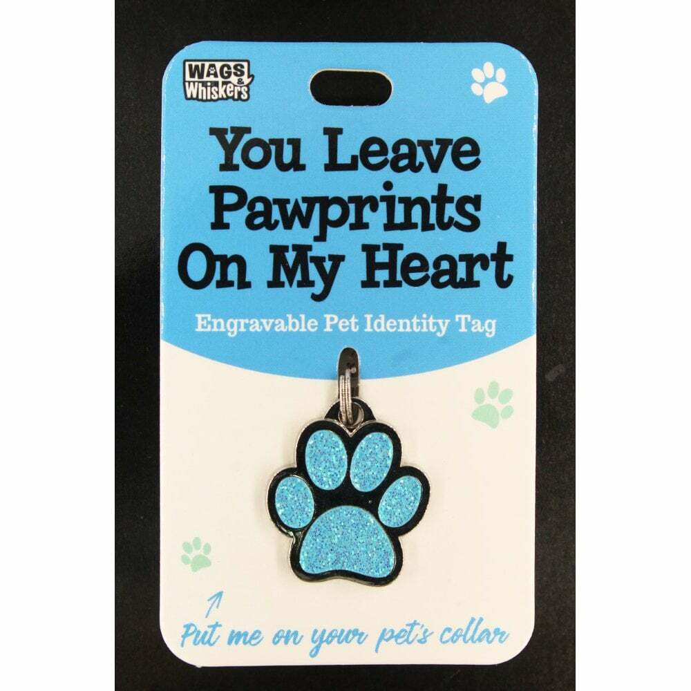 Wags & Whiskers Pet Identity Tag - Pawprints (Blue) 00204090074