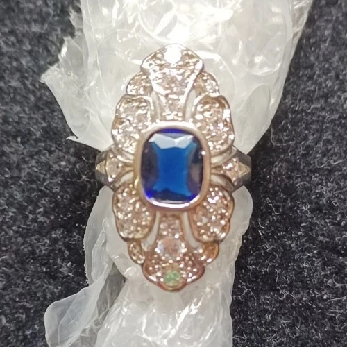 ¡NUEVO! Anillo QVC Nolan Miller Tallas 5 y 7 Azul Oscuro Zafiro Cristal Austri Rodio Foto 4 de 4