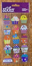 Sticko Colorful Electric Decorate Cupcakes Birthday Glittery Scrapbook Stickers