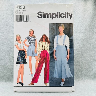 Simplicity 9438 Pants Shorts and Skirt with Suspender Straps Misses 6 10 Pattern