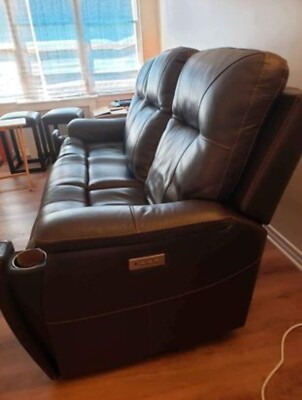 Barnett Leather Layflat Power Sofa w/ Power Headrest and Lumbar RAYMOUR & FLAN-