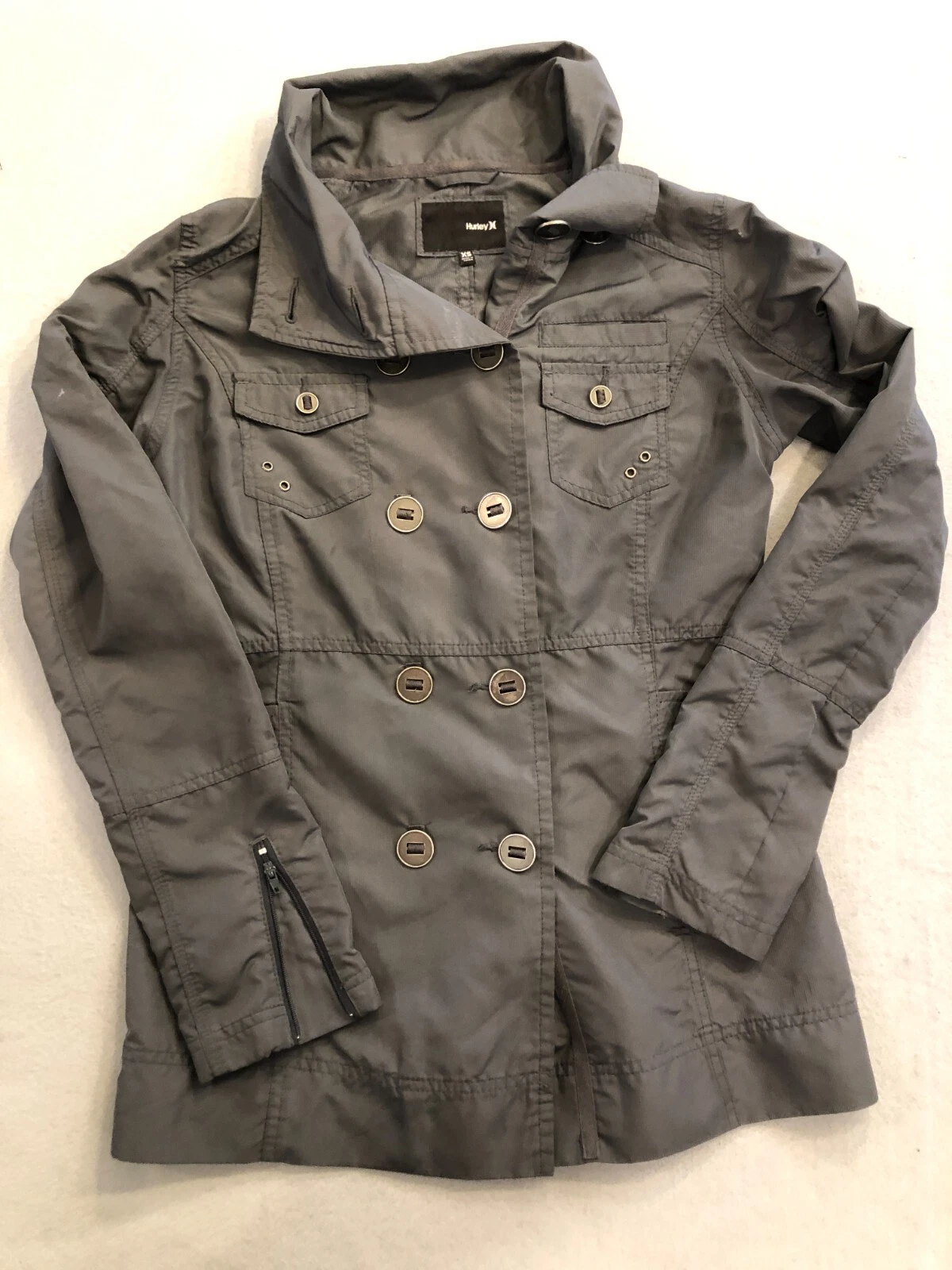 Hurley Jacket Women's Extra Small Lightweight Military Button Up Spring Coat