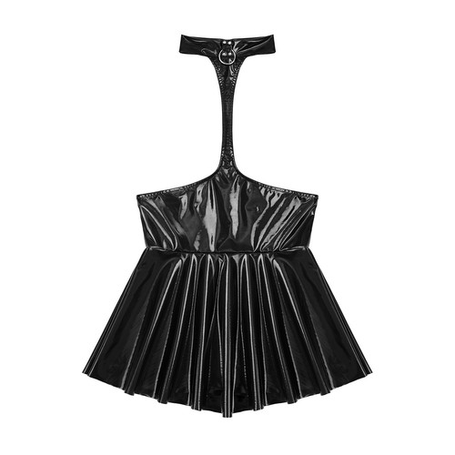 Metallic Shiny Lingerie Women Patent Leather Mini Dress Cupless Nightwear Sexy - Picture 24 of 44