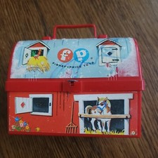 Vintage 1962 Fisher Price Toys Barn Small Lunchbox Missing Thermos Children