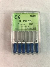 Mani Dental Root Canal Endo Stainless Steel K-files 21mm Size #30 30 Files/pk