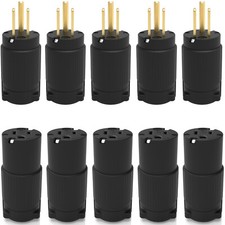 Lot of 10 Male Female 15A 120V Extension Cord Replacement Ends Repair Power Plug