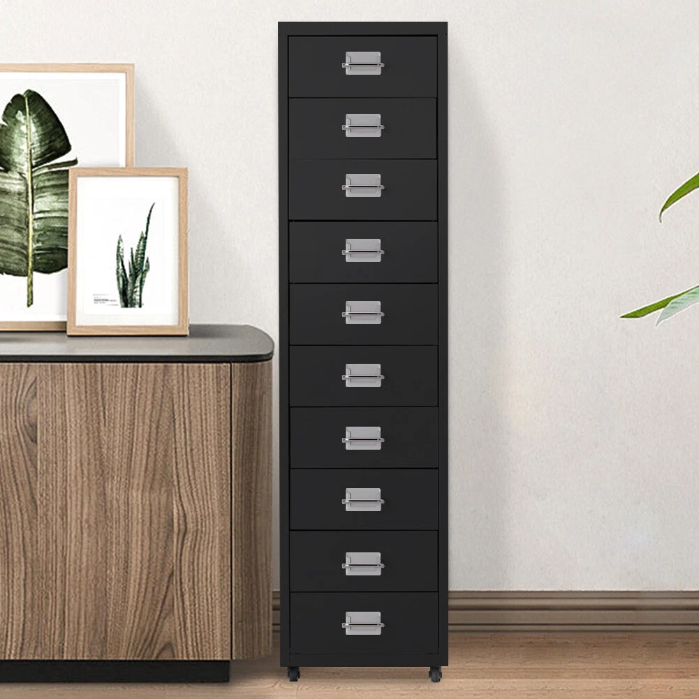 Filing Drawer Unit Metal Office File Cabinet With Castors Standing Storage Chest