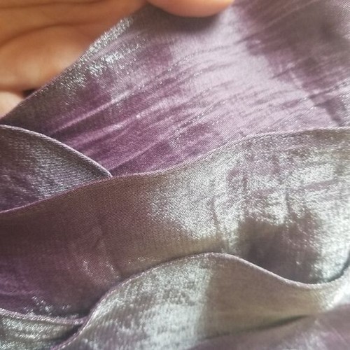 Adrianna Papell Purple Shimmer Halter Dress 12 Mermaid Scallop Layered Cocktail - Picture 5 of 13
