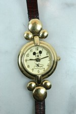 Vintage Disney Time Works Mickey Mouse Gold Tone Watch. Japan Quartz Movt.