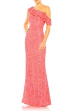 Mac Duggal Watermelon Pink One-Shoulder Sequin Trumpet Gown Size 4 $498