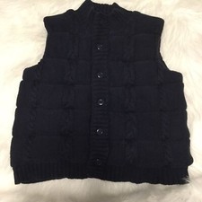 JANIE  JACK sz 3-4 Vest Winter Cable Knit Navy Blue