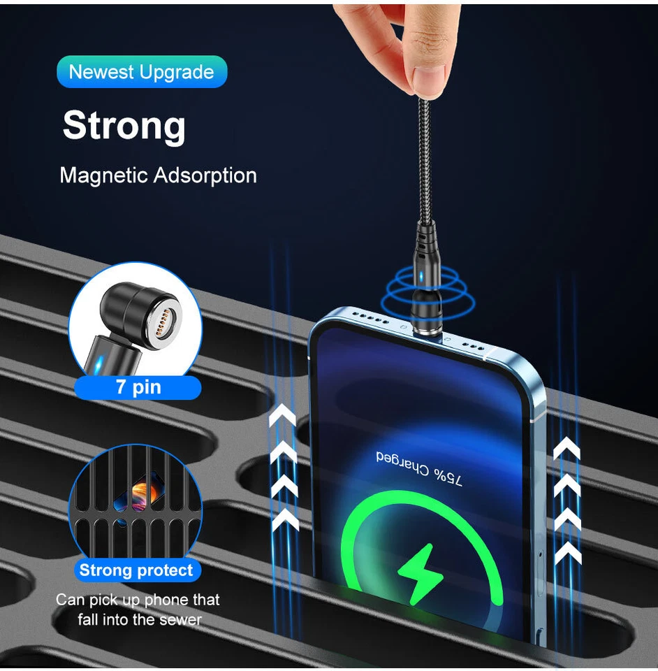 6‑in‑1 Magnetic Super Fast Charge Cable – USB‑C + Micro‑USB + IOS, 3 A PD 60 W - Image 3 of 4