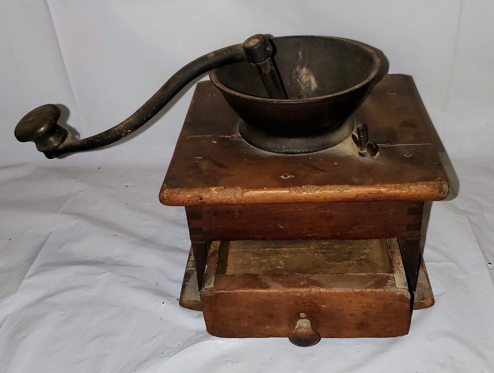 Antique Wood & Cast Iron Table Top Coffee Grinder! eBay