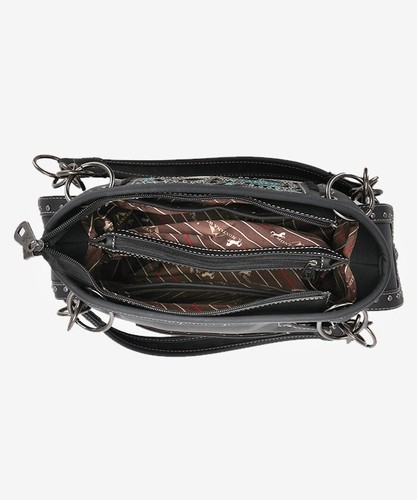 MONTANA WEST EMBROIDERED CONCEALED CARRY SATCHEL BAG FEATHER BLACK Western - Bild 4 von 4
