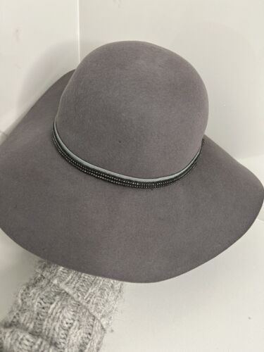 Adora Hats Floppy Brim Gray Wool Hat Beaded Accent Womens One Size NWOT - Picture 1 of 7