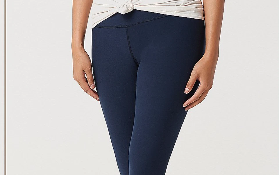 Mujer con Control Regular Reversible Sin Costura Lateral Leggings Negro/Azul Marino L A384086 Foto 3 de 4