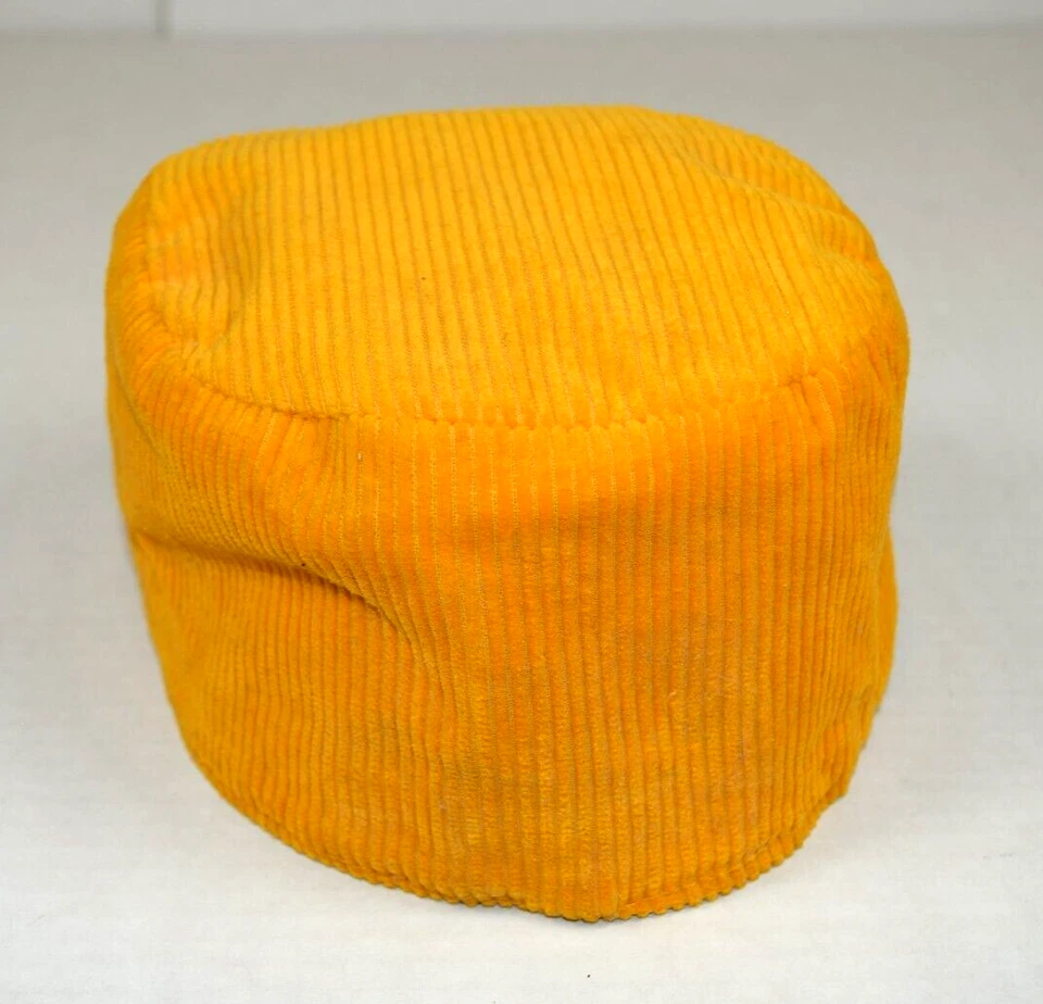 Sombrero de pana vintage años 40 50 dorado amarillo Elmer Fudd cordón suave solapa escondida 6 X 6" Foto 3 de 4