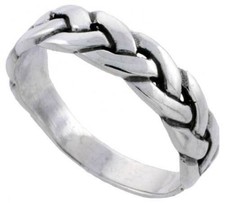 925 Sterling Silver Braided Wedding Band Bright Polish Anniversary Ring