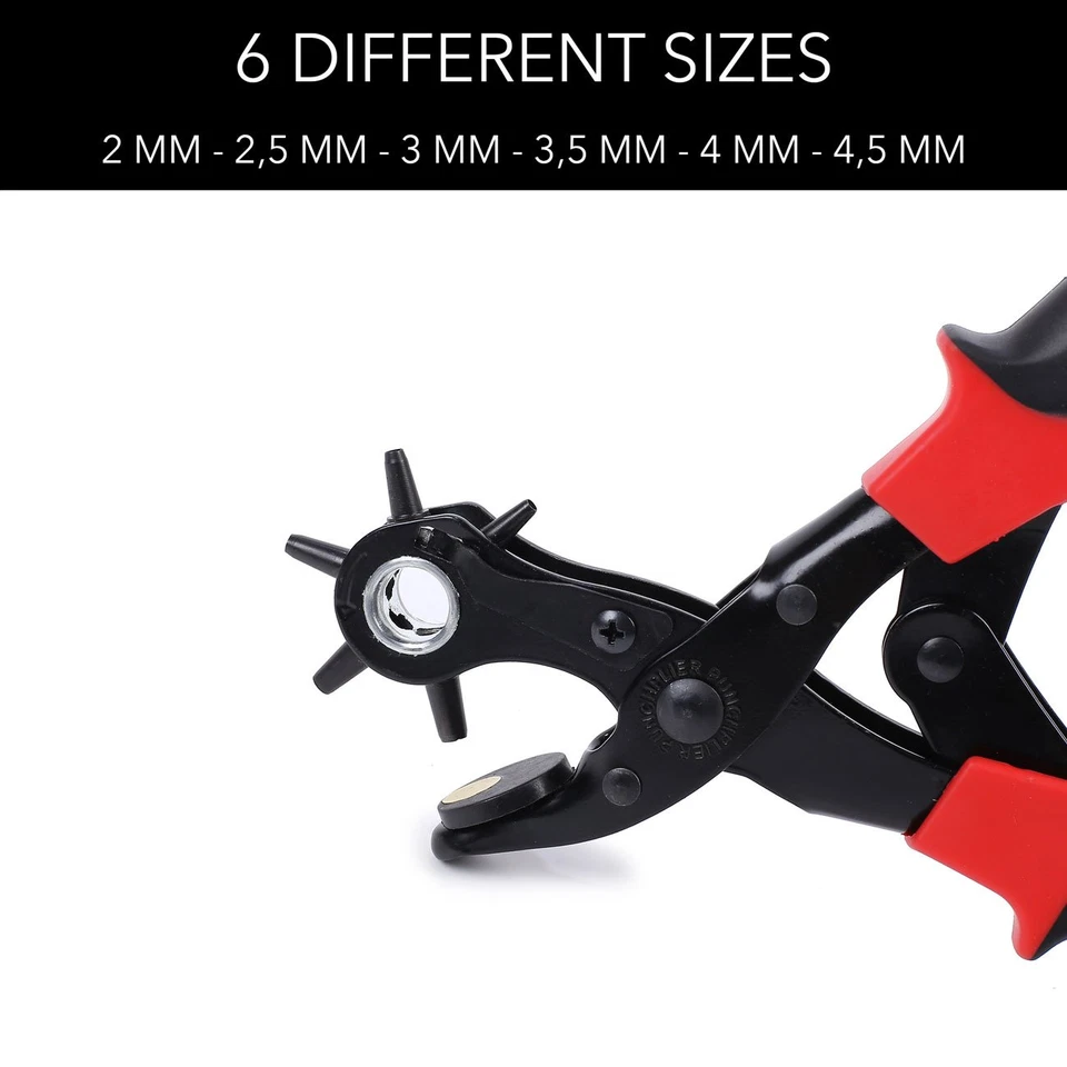  Pince Perforatrice Cuir Française 6 Tailles Robuste + Tige, Ceinture Bracelet - Photo 2/4