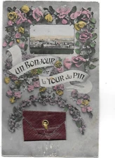 Beautiful postcard old postcard small hello envelope from La Tour Du Pin