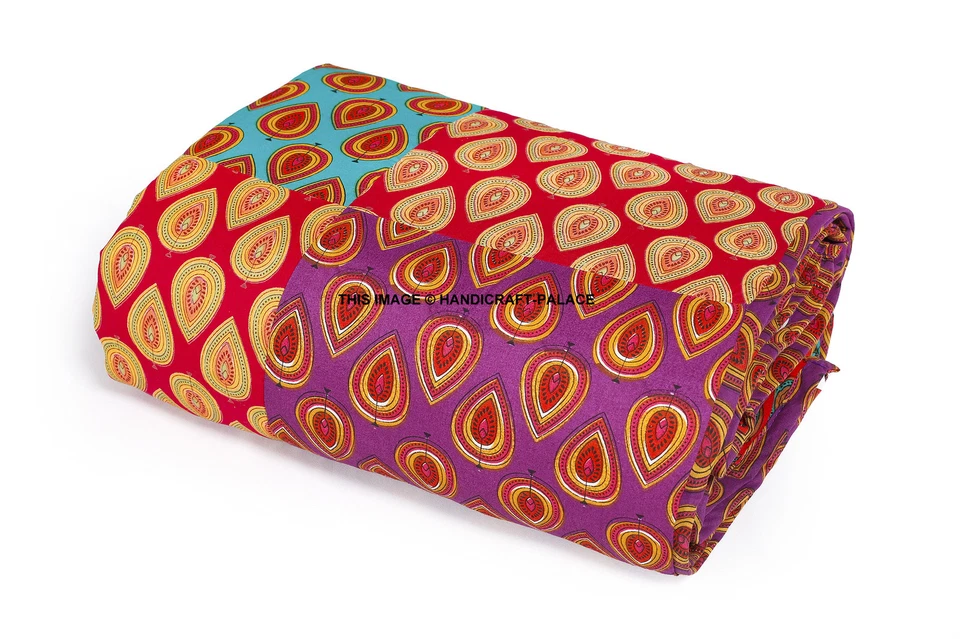 Colcha De Algodón India Tamaño Queen Floral Manta Decorativa Edredón Suave Cama - Imagen 3 de 3