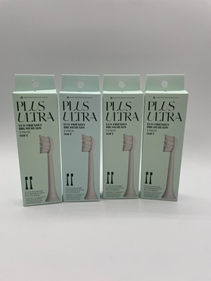 4 pack Plus Ultra Eco Friendly Brush Heads 2-packs Soft Philips Compatible