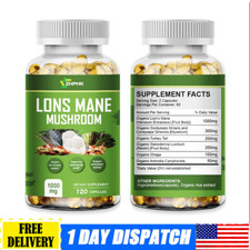 6x Mushroom Complex Supplement, Lions Mane, Reishi, Shiitake, Immune 120 Capsule