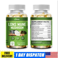 6x Mushroom Complex Supplement, Lions Mane, Reishi, Shiitake, Immune 120 Capsule