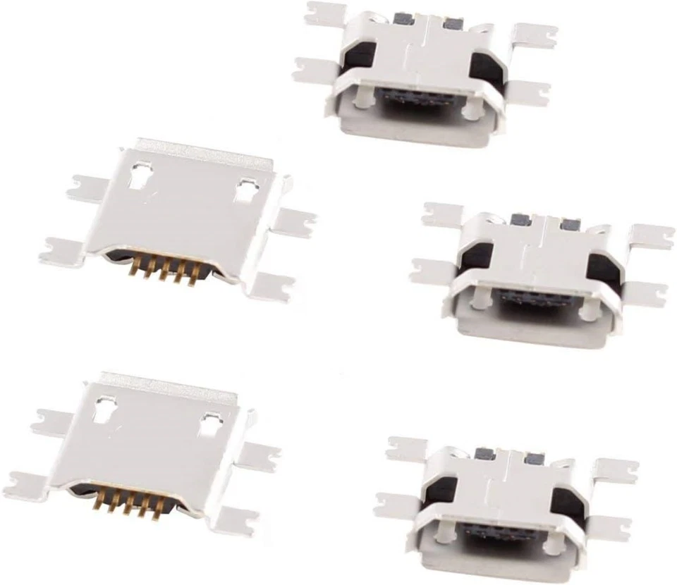 Micro USB 5 Pin with Horn Charging Sync Port Mount Jack Connector - 5 Pieces - Image 2 of 3